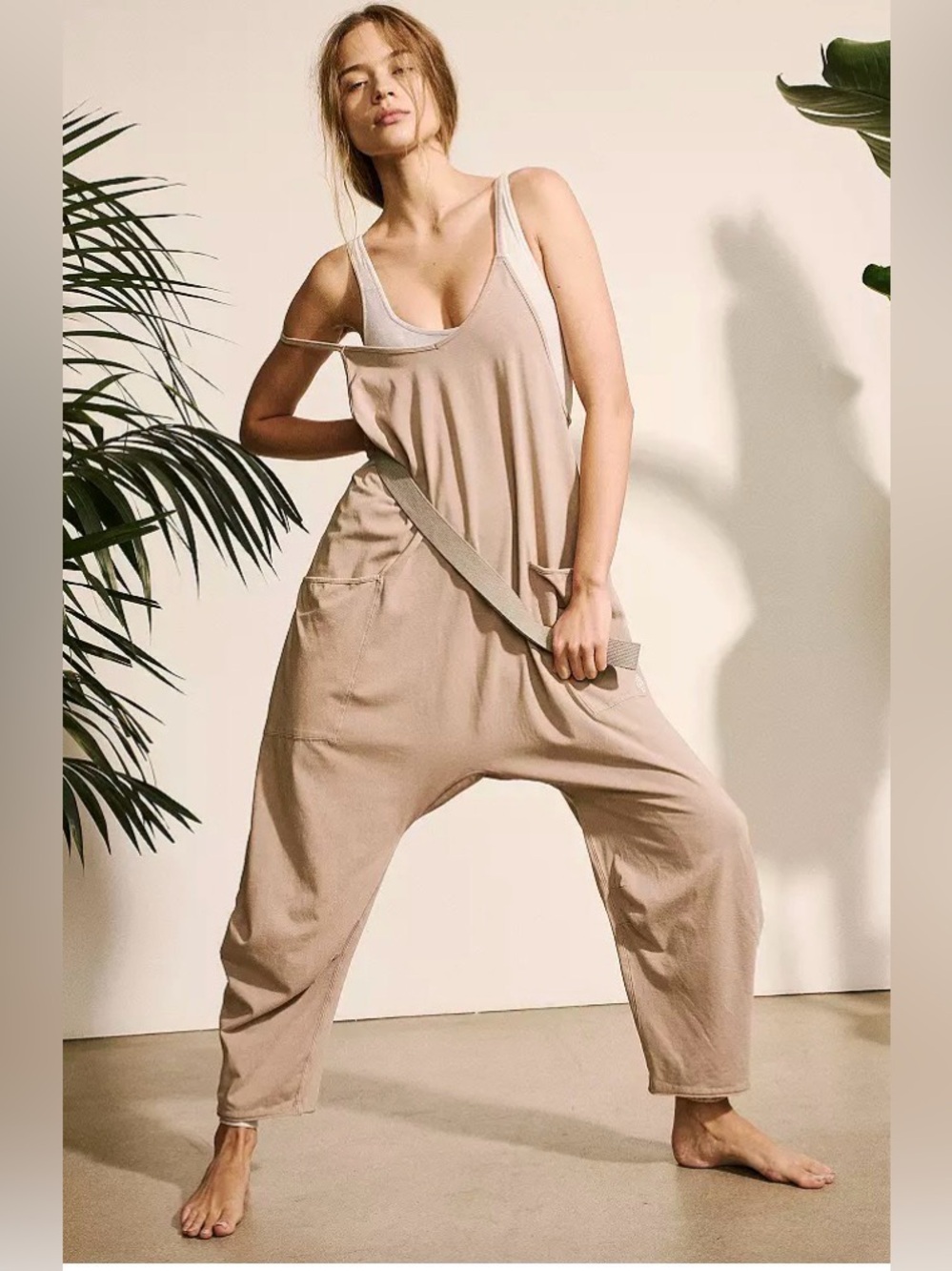FP Movement by Free People Hot Shot Romper Tan - Size M